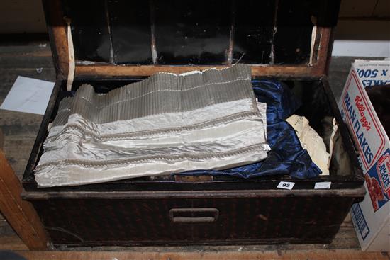 Tin trunk of Victorian costume & clothing